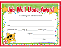 Certificate well done