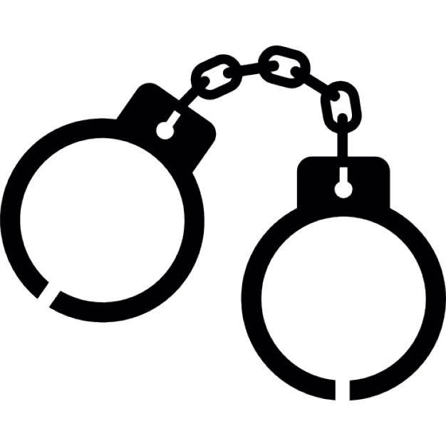 Police hand cuffs with. Chain clipart handcuff
