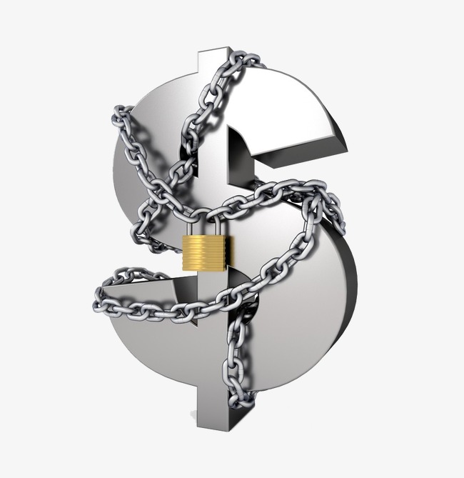 Winding locked dollar sign. Chain clipart lock