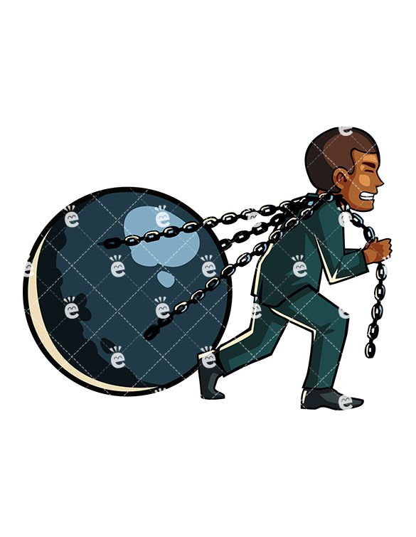 A pulling huge ball. Chain clipart man