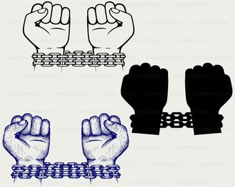 Chain clipart silhouette. Etsy hands chained svgchained