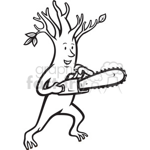 chainsaw clipart black and white