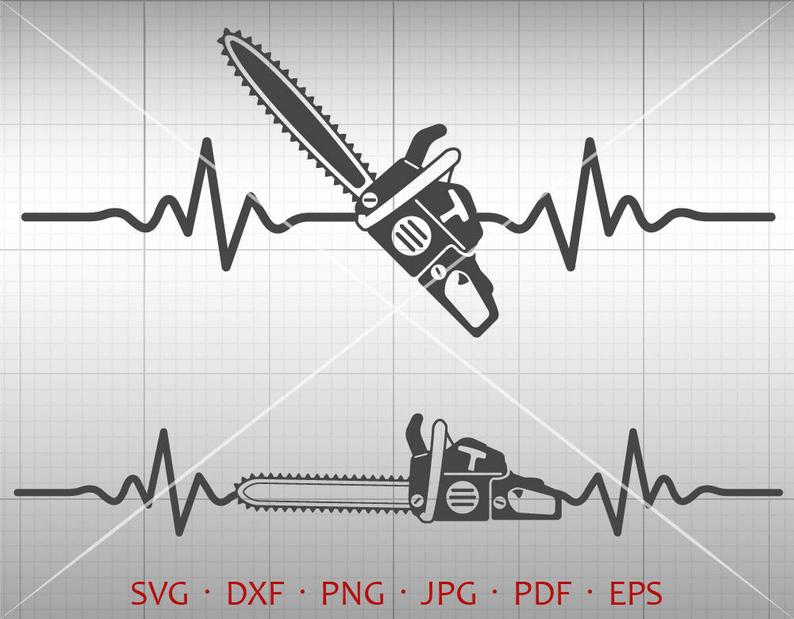 Chainsaw clipart logging. Heartbeat svg ekg logger