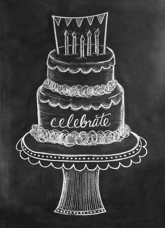Happy birthday quotes ideas. Chalk clipart cake