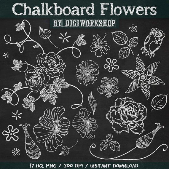 clipart flower chalkboard