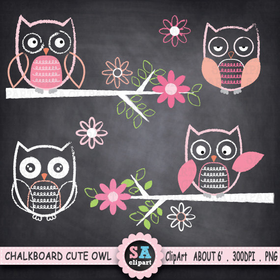 Chalk clipart owl. Chalkboard cute clip art