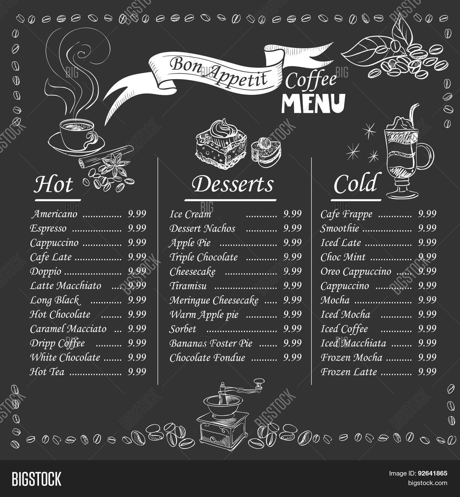 Coffee menu on everything. Chalkboard clipart cafe
