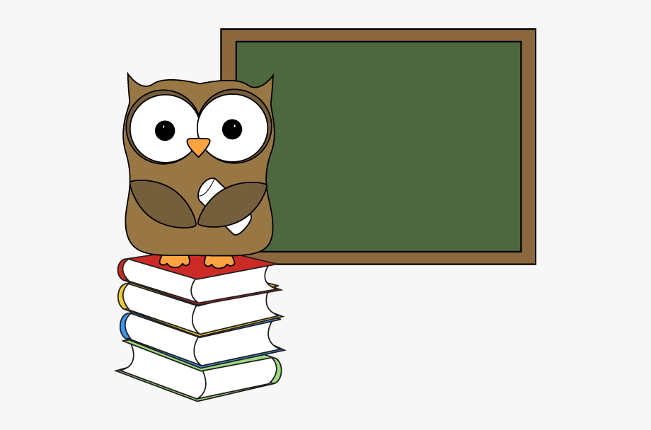 With books and cute. Owl clipart chalkboard