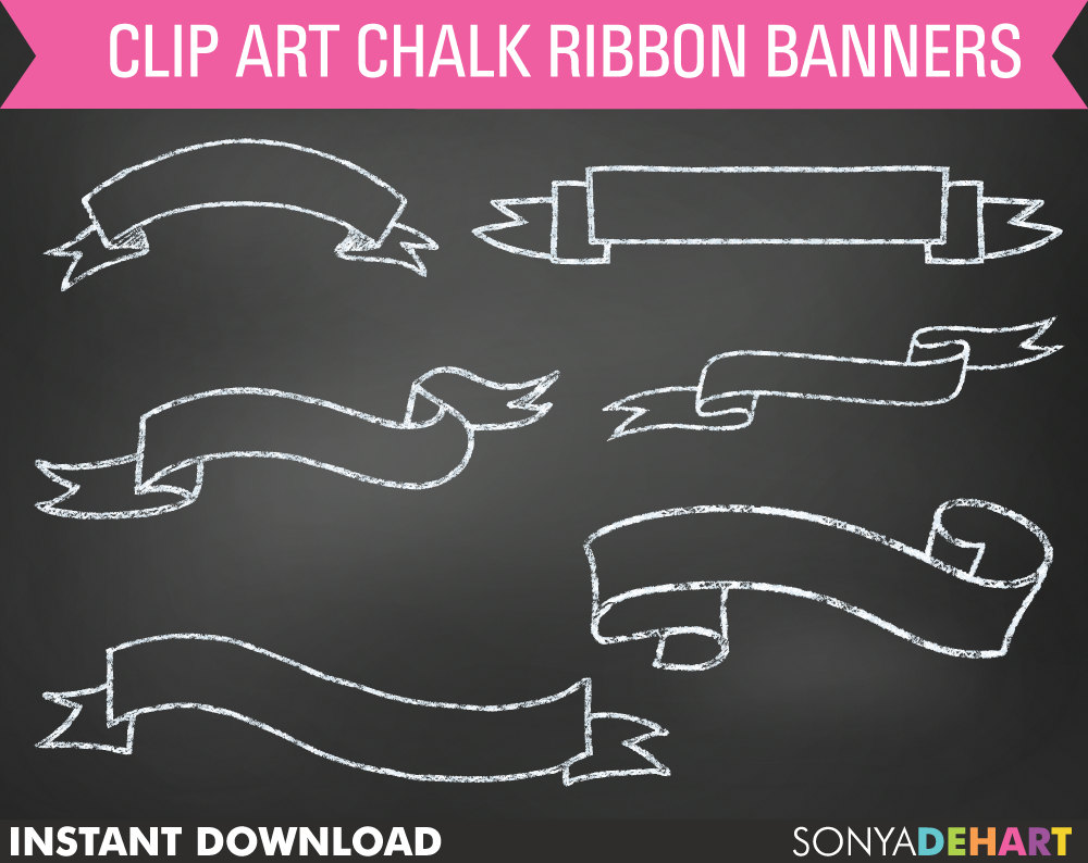 Chalk ribbon digital this. Banner clipart chalkboard