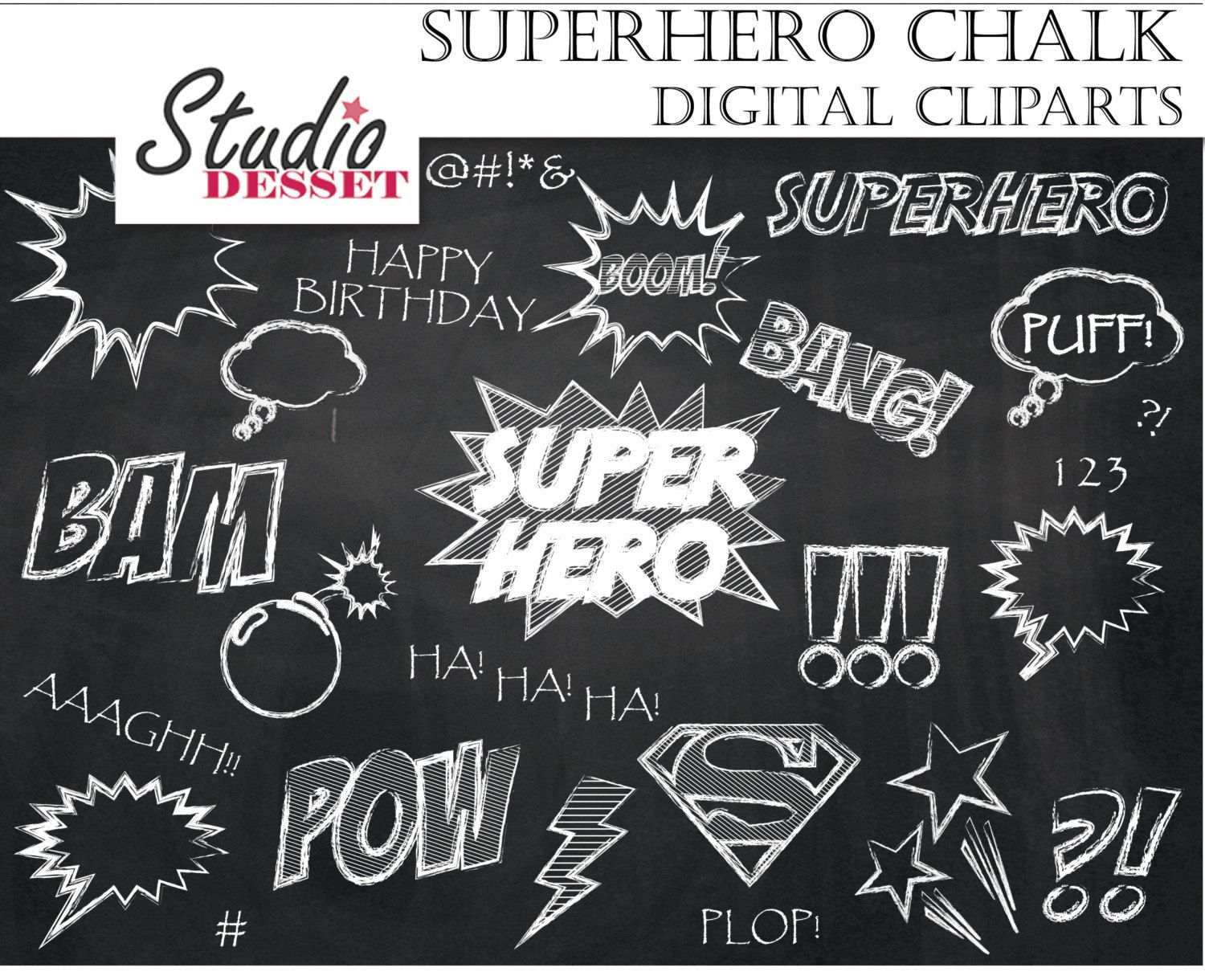 chalkboard clipart superhero