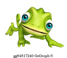 Chameleon clipart adorable. Cartoon character stock illustration