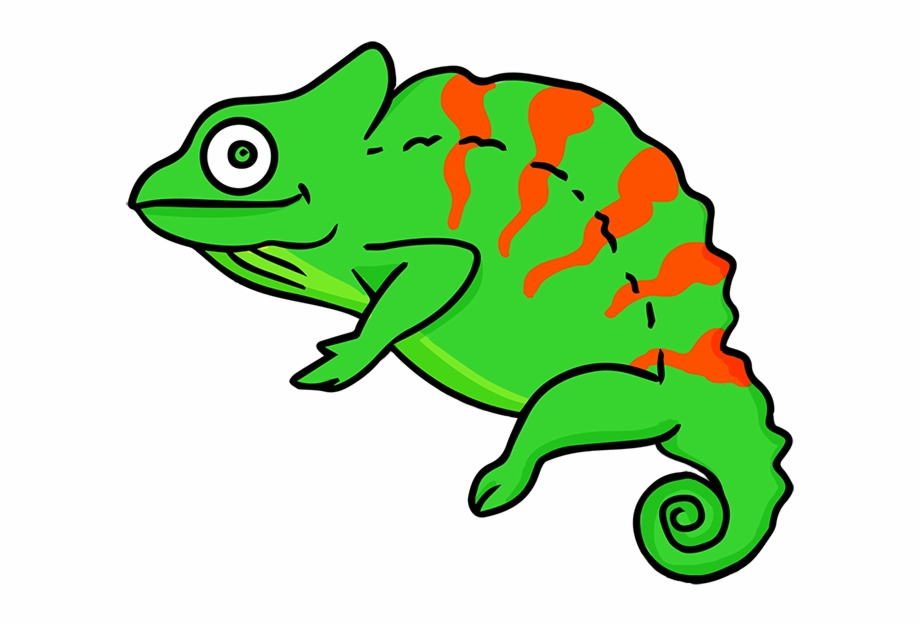 Green chameleon pencil and. Iguana clipart colorful
