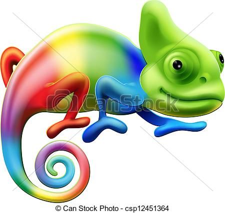 Vector rainbow stock illustration. Chameleon clipart logo