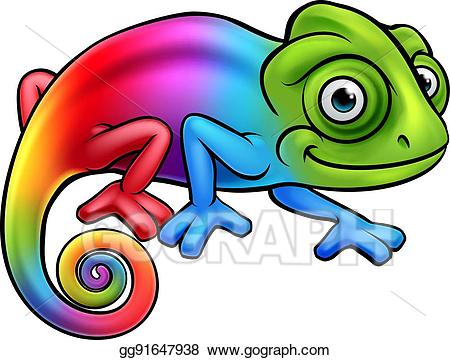 Chameleon clipart logo. Vector stock cartoon rainbow