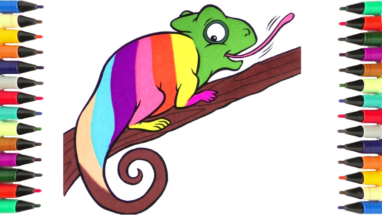 chameleon clipart rainbow