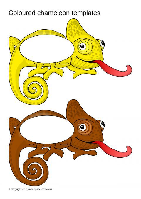 Editable coloured templates sb. Chameleon clipart template