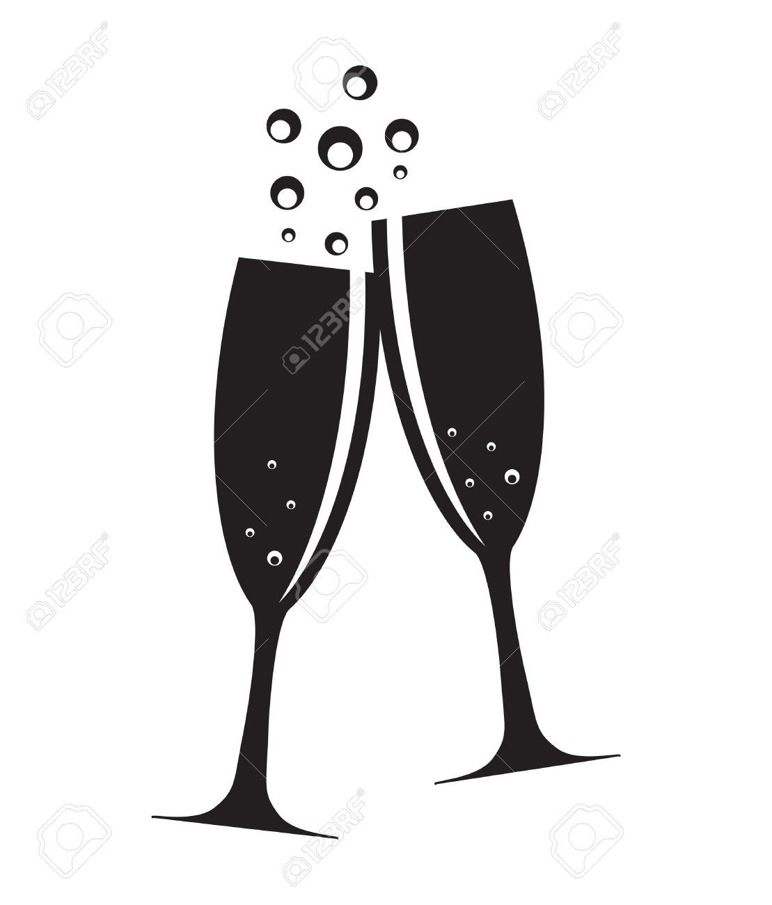 Glass portal . Champagne clipart black and white