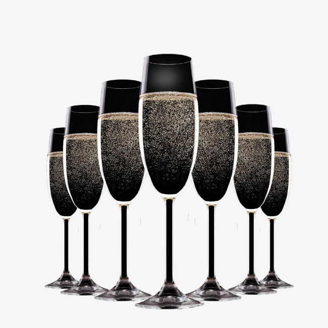 Black gold decorative decoration. Champagne clipart champagne bubble