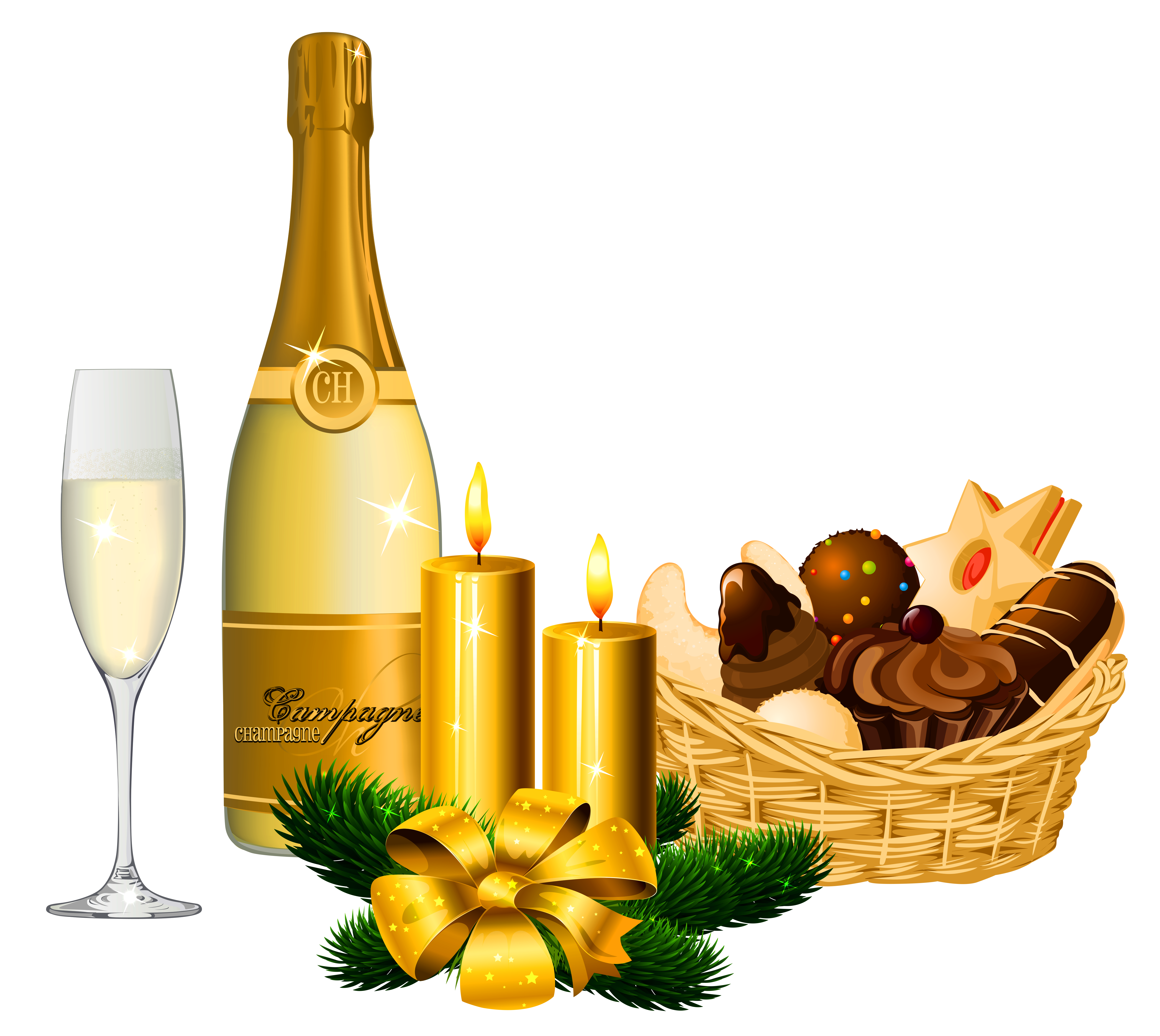 New year delicacies and. Gold clipart champagne glass