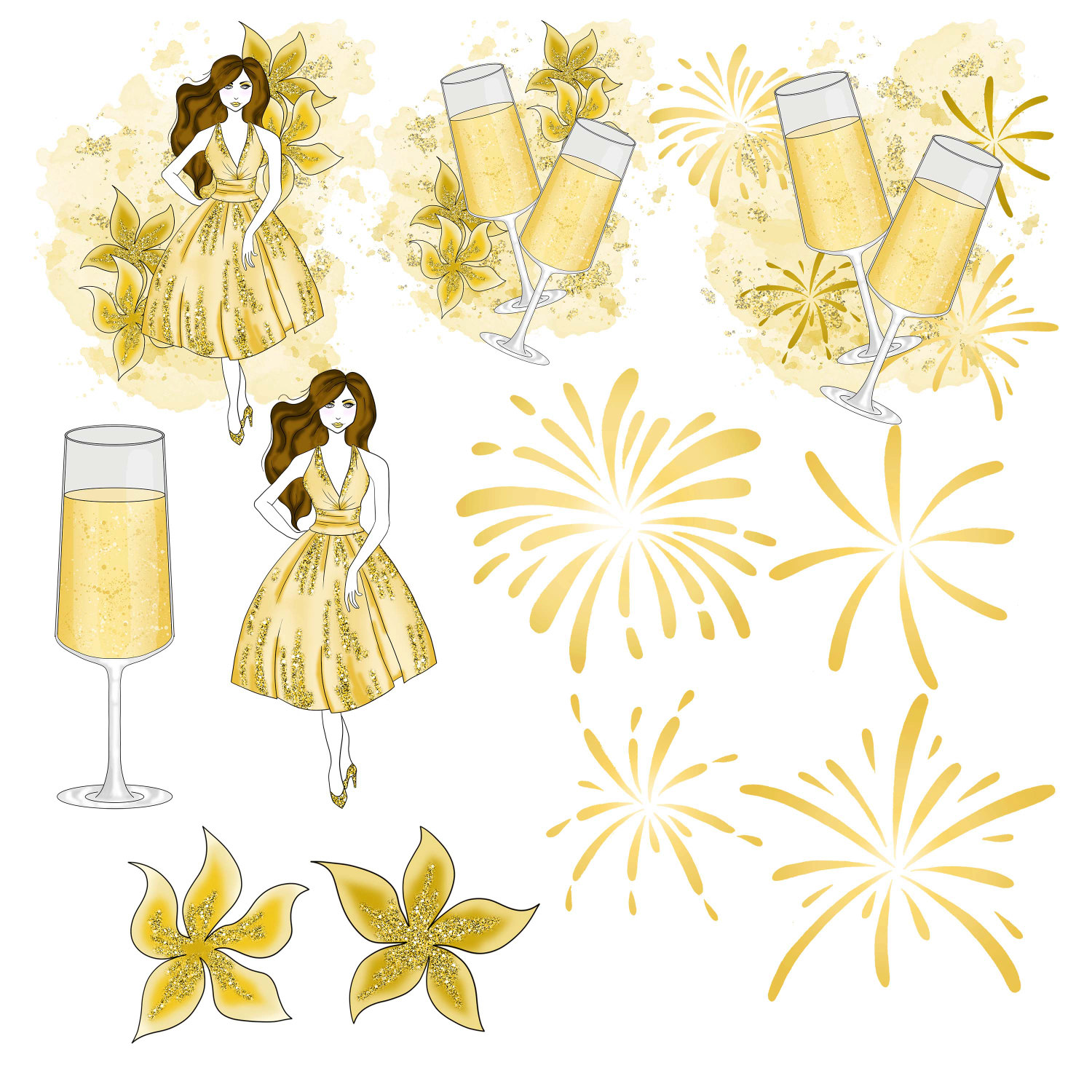 Champagne clipart glitter. New years party fashion