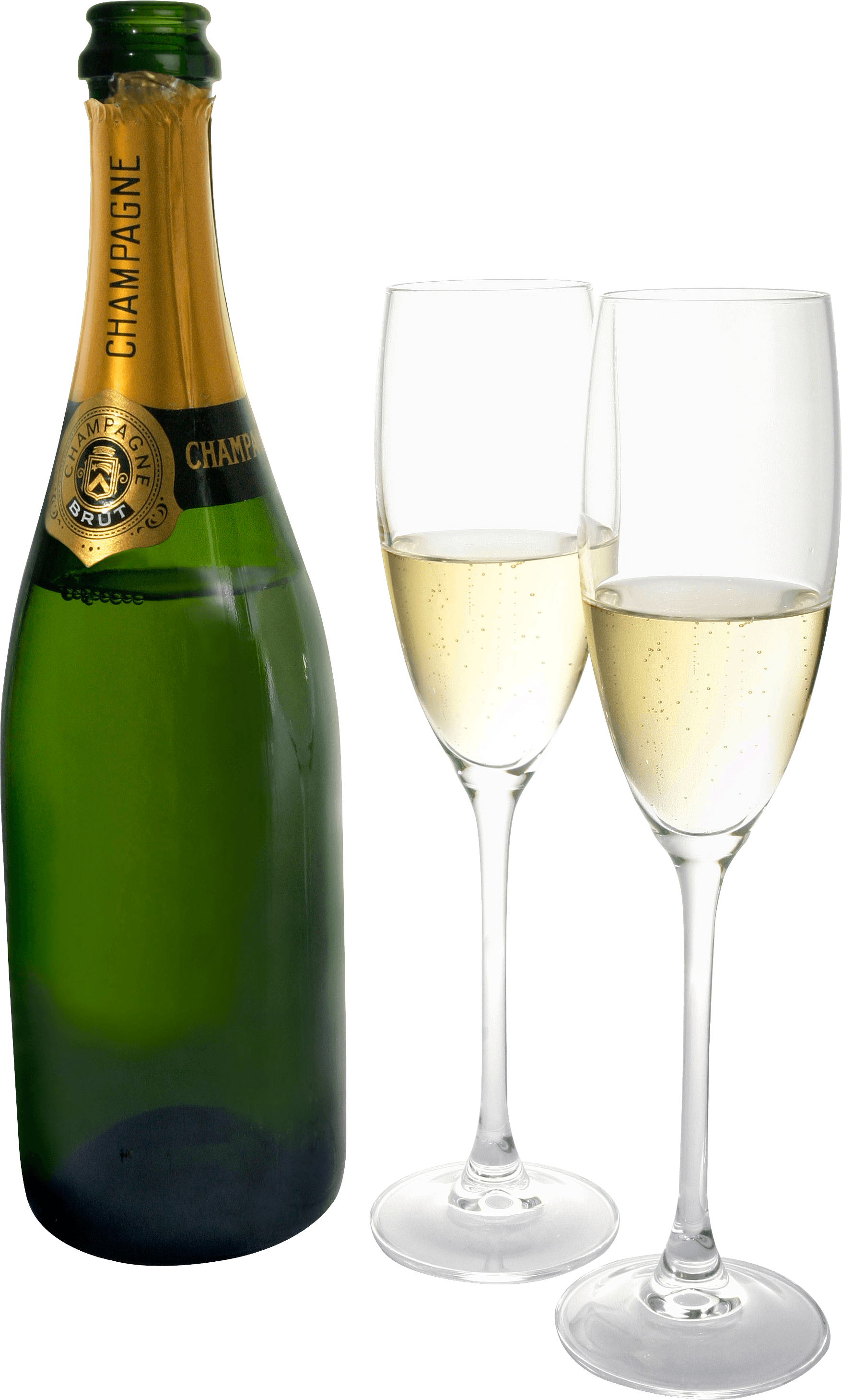 Champagne bottle png. Two glasses transparent stickpng