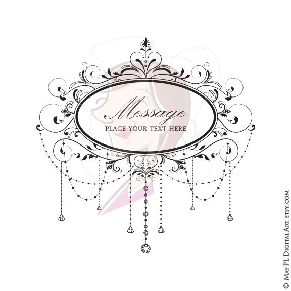 Digital frame elegant chandelier. Clipart frames wedding