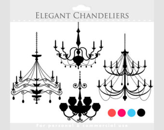 Chandelier clipart elegant chandelier. Clip art etsy vintage