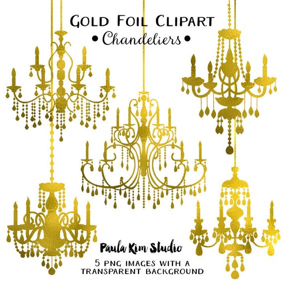 Chandelier clipart golden chandelier. Gold foil wedding clip