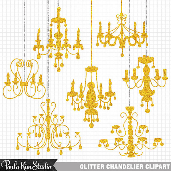 Gold glitter silhouette digital. Chandelier clipart golden chandelier