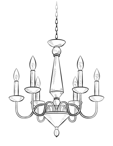 Chandelier clipart outline, Chandelier outline Transparent FREE for