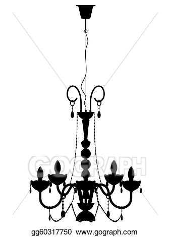 Chandelier clipart outline. Stock illustration silhouette