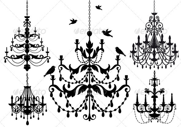 Chandelier clipart vector. Antique set by amourfou