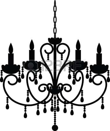 Drawn pencil and in. Chandelier clipart vector
