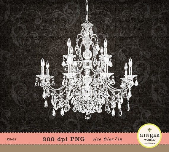 French digital illustration for. Chandelier clipart vintage chandelier