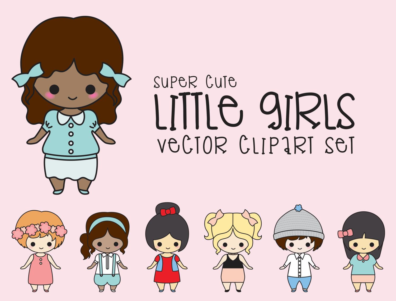 Premium vector girls . Character clipart kawaii