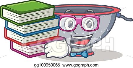 Character clipart student. Vector with book colander