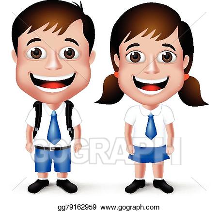 Clipart student character. Eps vector school boy