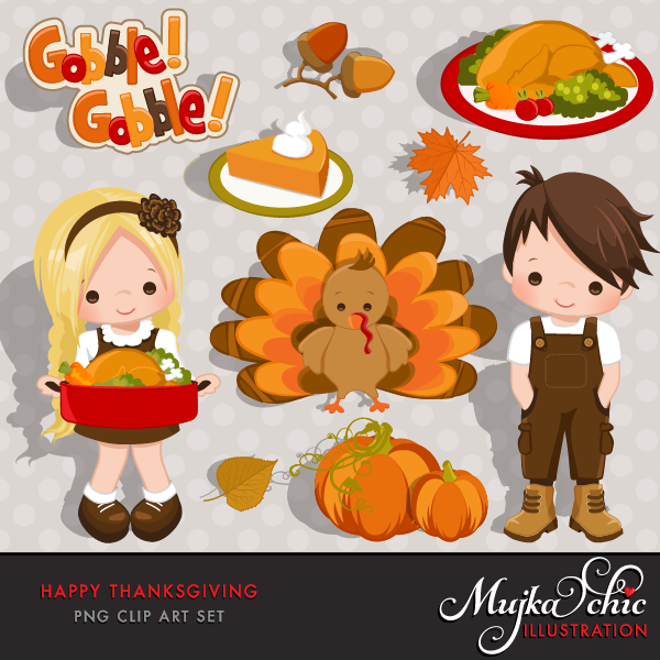 New work holidays graphics. Characters clipart thanksgiving