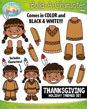 Characters clipart thanksgiving. Build a character zip