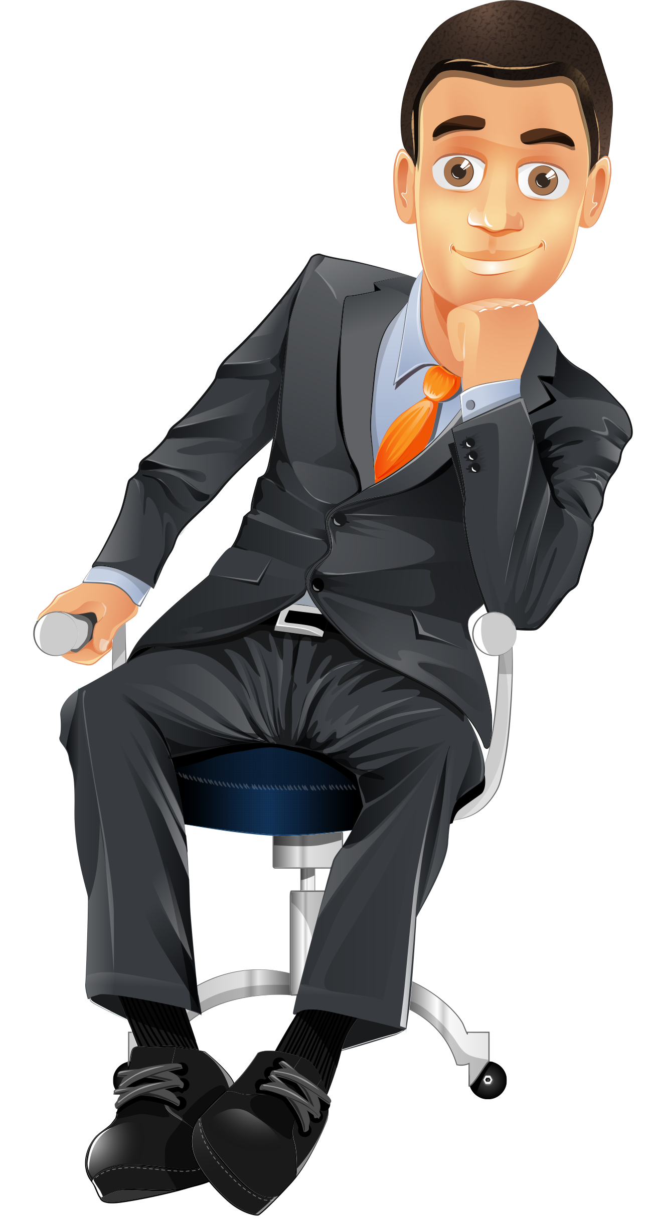 Vector character sitting on. Guy clipart businessman
