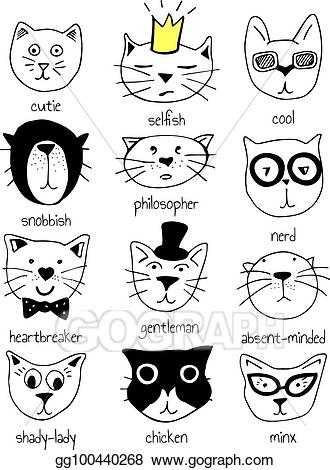 Clipart cat character. Eps vector cats characters