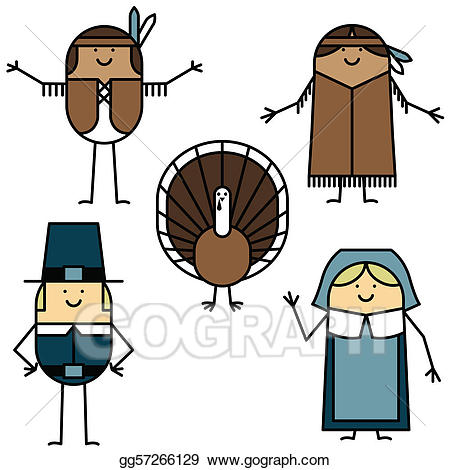 Characters clipart thanksgiving. Eps illustration vector
