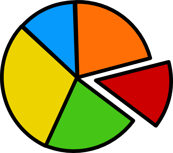 Pie chart clip art. Fractions clipart two