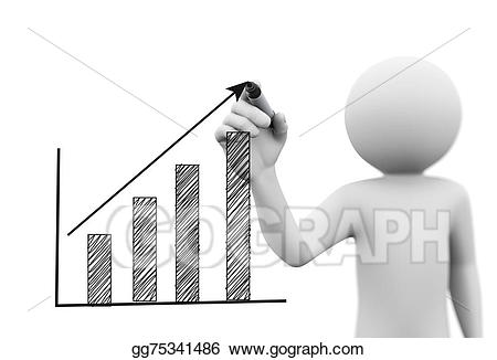Drawing d person growth. Chart clipart progress chart