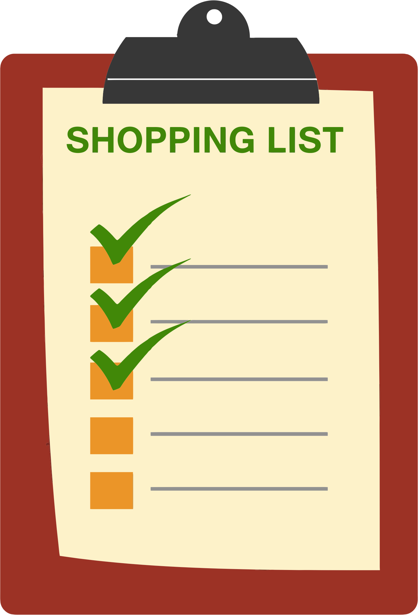list clipart shopping