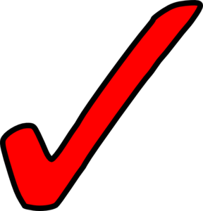 Bright red tick clip. Checkmark clipart cartoon