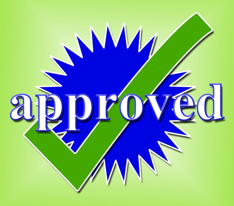 Approved tick indicates approval. Checkmark clipart endorsement