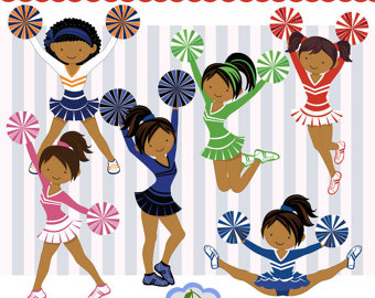 Cheerleading clipart african american. Navy red more colors