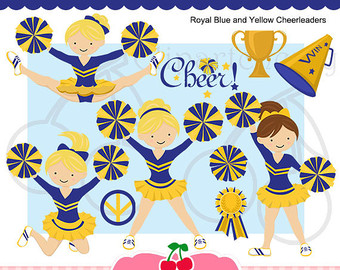 And . Cheerleader clipart blue gold
