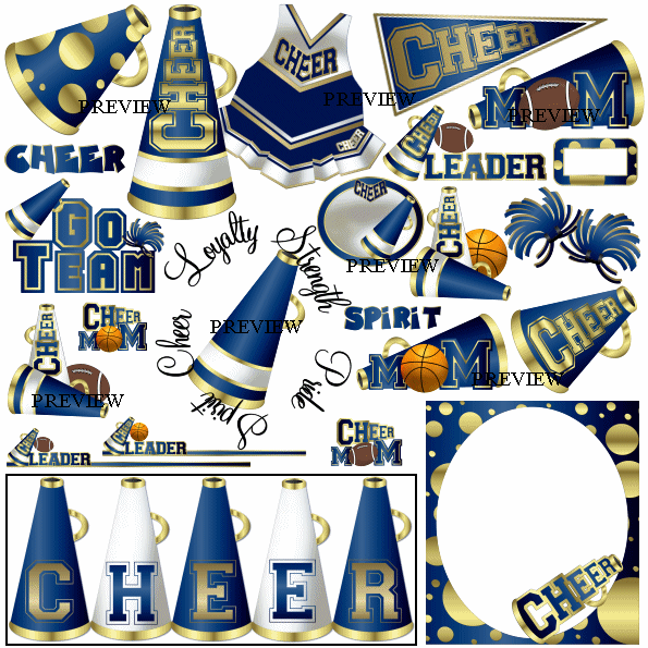 Cheerleading make your own. Cheerleader clipart blue gold